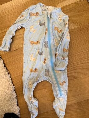 Angel Dear Light Blue Puppy Zip-Front Footie